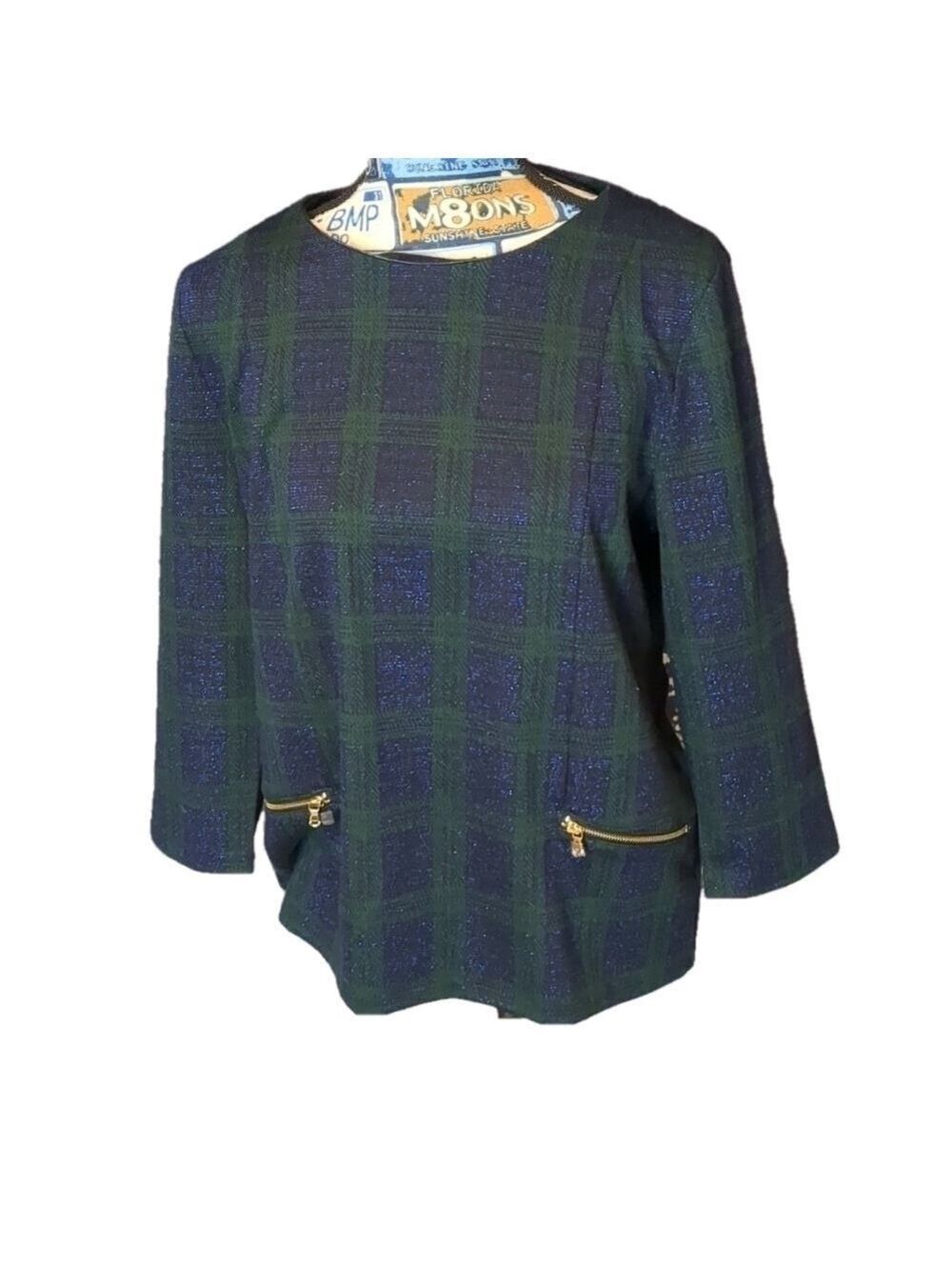 Talbot's purple green top size large petite - Picture 1 of 7